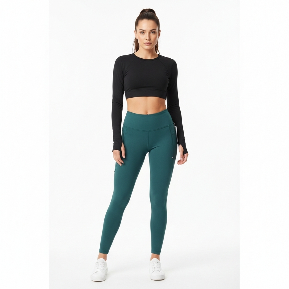 Layer8 women's High Waisted‎ Leggings Dark Green Sport size XS